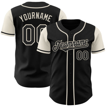 Custom Black Cream Authentic Two Tone Baseball Jersey