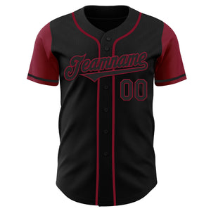 Custom Black Crimson Authentic Two Tone Baseball Jersey