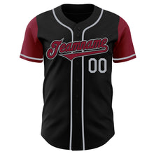 Загрузить изображение в средство просмотра галереи, Custom Black Crimson-Gray Authentic Two Tone Baseball Jersey
