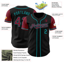 Load image into Gallery viewer, Custom Black Crimson-Teal Authentic Two Tone Baseball Jersey
