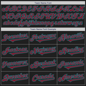 Custom Black Crimson-Teal Authentic Two Tone Baseball Jersey