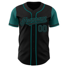 Load image into Gallery viewer, Custom Black Teal Authentic Two Tone Baseball Jersey
