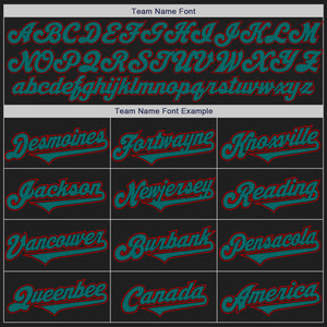 Custom Black Teal-Red Authentic Two Tone Baseball Jersey