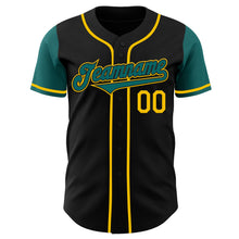 Load image into Gallery viewer, Custom Black Teal-Yellow Authentic Two Tone Baseball Jersey
