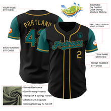 Load image into Gallery viewer, Custom Black Teal-Old Gold Authentic Two Tone Baseball Jersey
