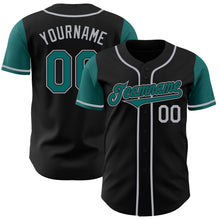 Charger l&#39;image dans la galerie, Custom Black Teal-Gray Authentic Two Tone Baseball Jersey
