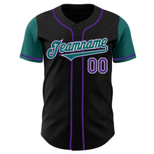 Загрузить изображение в средство просмотра галереи, Custom Black Teal-Purple Authentic Two Tone Baseball Jersey
