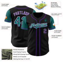 Загрузить изображение в средство просмотра галереи, Custom Black Teal-Purple Authentic Two Tone Baseball Jersey
