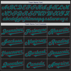 Custom Black Teal-Crimson Authentic Two Tone Baseball Jersey