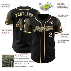 Custom Black Olive-Cream Authentic Two Tone Baseball Jersey