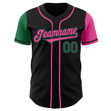 Load image into Gallery viewer, Custom Black Kelly Green-Pink Authentic Two Tone Baseball Jersey
