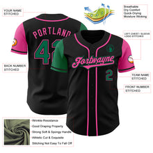 Load image into Gallery viewer, Custom Black Kelly Green-Pink Authentic Two Tone Baseball Jersey
