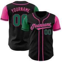 Load image into Gallery viewer, Custom Black Kelly Green-Pink Authentic Two Tone Baseball Jersey
