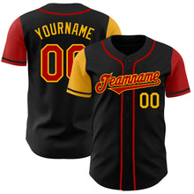 Load image into Gallery viewer, Custom Black Red-Gold Authentic Two Tone Baseball Jersey
