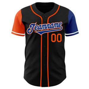 Custom Black Royal-Orange Authentic Two Tone Baseball Jersey