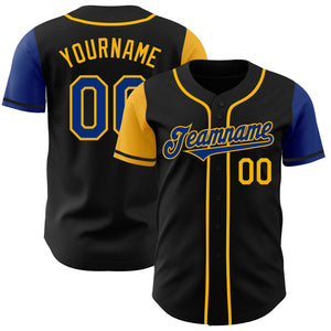 Custom Black Royal-Gold Authentic Two Tone Baseball Jersey