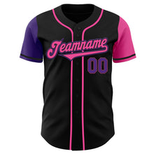 Load image into Gallery viewer, Custom Black Purple-Pink Authentic Two Tone Baseball Jersey
