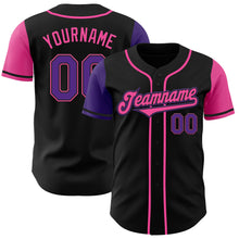 Load image into Gallery viewer, Custom Black Purple-Pink Authentic Two Tone Baseball Jersey
