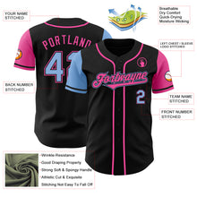 Load image into Gallery viewer, Custom Black Light Blue-Pink Authentic Two Tone Baseball Jersey
