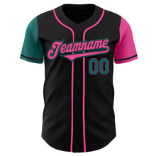 Load image into Gallery viewer, Custom Black Teal-Pink Authentic Two Tone Baseball Jersey
