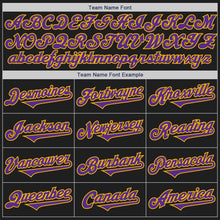 Load image into Gallery viewer, Custom Black Purple-Gold Authentic Two Tone Baseball Jersey
