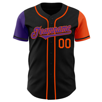 Custom Black Purple-Orange Authentic Two Tone Baseball Jersey