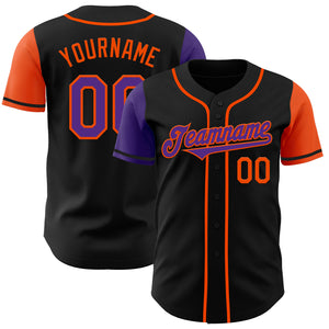 Custom Black Purple-Orange Authentic Two Tone Baseball Jersey