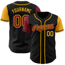 Laden Sie das Bild in den Galerie-Viewer, Custom Black Crimson-Gold Authentic Two Tone Baseball Jersey
