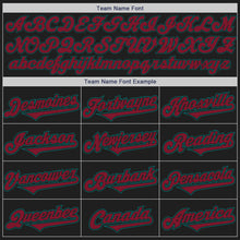 Load image into Gallery viewer, Custom Black Crimson-Teal Authentic Two Tone Baseball Jersey
