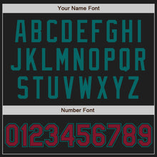 Load image into Gallery viewer, Custom Black Crimson-Teal Authentic Two Tone Baseball Jersey
