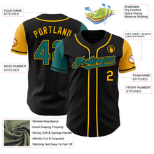 Laden Sie das Bild in den Galerie-Viewer, Custom Black Teal-Gold Authentic Two Tone Baseball Jersey
