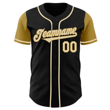 Laden Sie das Bild in den Galerie-Viewer, Custom Black Cream-Old Gold Authentic Two Tone Baseball Jersey
