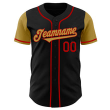 Laden Sie das Bild in den Galerie-Viewer, Custom Black Old Gold-Red Authentic Two Tone Baseball Jersey
