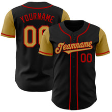 Laden Sie das Bild in den Galerie-Viewer, Custom Black Old Gold-Red Authentic Two Tone Baseball Jersey
