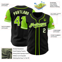 Laden Sie das Bild in den Galerie-Viewer, Custom Black Neon Green-White Authentic Two Tone Baseball Jersey
