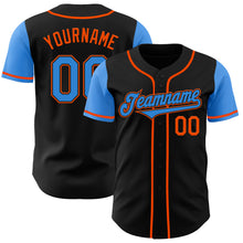 Charger l&#39;image dans la galerie, Custom Black Electric Blue-Orange Authentic Two Tone Baseball Jersey
