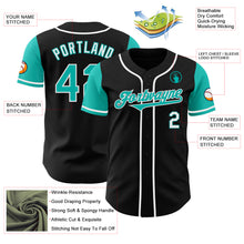 Laden Sie das Bild in den Galerie-Viewer, Custom Black Aqua-White Authentic Two Tone Baseball Jersey
