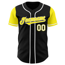 Laden Sie das Bild in den Galerie-Viewer, Custom Black Light Yellow-White Authentic Two Tone Baseball Jersey
