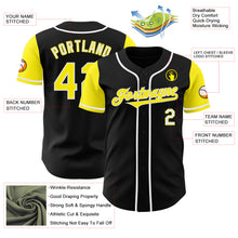 Laden Sie das Bild in den Galerie-Viewer, Custom Black Light Yellow-White Authentic Two Tone Baseball Jersey
