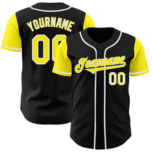 Laden Sie das Bild in den Galerie-Viewer, Custom Black Light Yellow-White Authentic Two Tone Baseball Jersey
