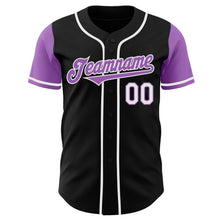 Laden Sie das Bild in den Galerie-Viewer, Custom Black Medium Purple-White Authentic Two Tone Baseball Jersey
