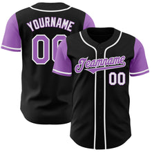 Laden Sie das Bild in den Galerie-Viewer, Custom Black Medium Purple-White Authentic Two Tone Baseball Jersey
