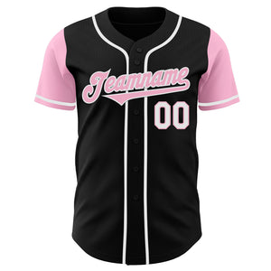 Custom Black Light Pink-White Authentic Two Tone Baseball Jersey