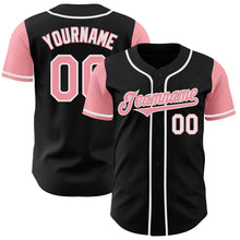 Laden Sie das Bild in den Galerie-Viewer, Custom Black Medium Pink-White Authentic Two Tone Baseball Jersey
