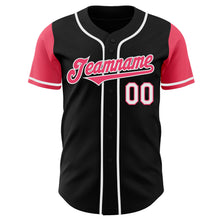 Laden Sie das Bild in den Galerie-Viewer, Custom Black Neon Pink-White Authentic Two Tone Baseball Jersey
