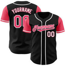 Laden Sie das Bild in den Galerie-Viewer, Custom Black Neon Pink-White Authentic Two Tone Baseball Jersey
