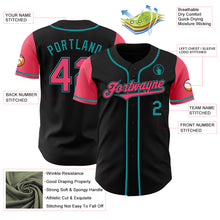 Laden Sie das Bild in den Galerie-Viewer, Custom Black Neon Pink-Teal Authentic Two Tone Baseball Jersey
