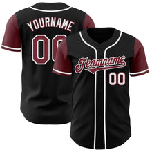 Laden Sie das Bild in den Galerie-Viewer, Custom Black Burgundy-White Authentic Two Tone Baseball Jersey
