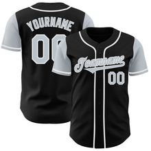 Laden Sie das Bild in den Galerie-Viewer, Custom Black Silver-White Authentic Two Tone Baseball Jersey
