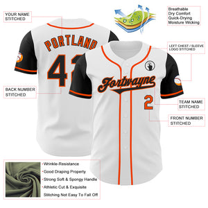 Custom White Black-Orange Authentic Two Tone Baseball Jersey